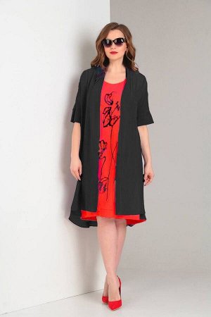 Платье, Накидка / Viola Style 5484 чёрный_-_красный
