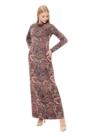 Платье женское "Элегант" меховое длинное модель 685ДЛ/2 капучино