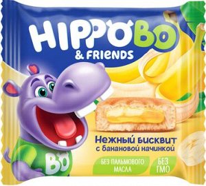 Бисквитное пирожное HIPPO BO & friends с банановой начинкой, 32 г (упаковка 12 шт.)
