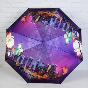 Зонт автоматический «Ночной город», в подарочной упаковке, 3 сложения, 8 спиц, R = 51 см, цвет МИКС