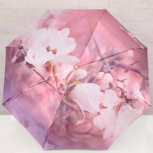 Зонт автоматический, «Сакура», 3 сложения, 8 спиц, R = 51 см, цвет розовый