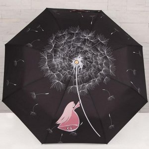 Зонт автоматический, облегчённый, «Одуванчик», 3 сложения, 8 спиц, R = 51 см, цвет чёрный