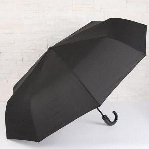 Зонт автоматический «Однотонный», 3 сложения, 9 спиц, R = 52 см, цвет чёрный