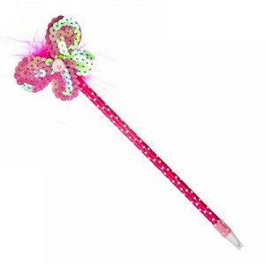Ручка "Магическая палочка", шариковая, с мягким украшением, с пайетками, 26см, в асс-те, ПВХ