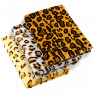 Блокнот 90 л., "Леопард" искусств.мех, бумага, полиэстер, 21х15,5см, 3 цвета