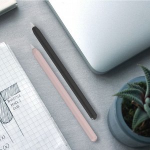 Комплект чехлов для стилуса Apple Pencil 2, силикон, 2шт.,черный/розовый, Deppa