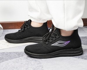 Текстильные женские кроссовки, принт &quot;Ромбик&quot;, цвет черный