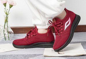 Текстильные женские кроссовки, принт "Ромбик", цвет красный