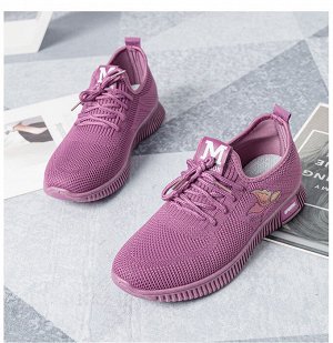 Текстильные женские кроссовки, принт "Цветочек", цвет пурпурный