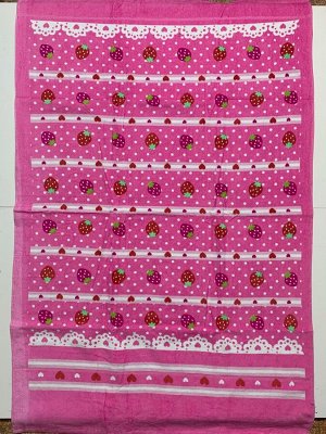 Полотенце Розовое махровое полотенце с клубничками  №7643