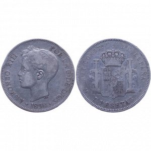 Испания 5 песет 1898 год Альфонсо 13 Серебро