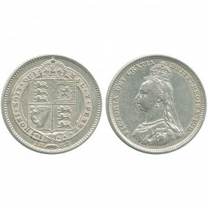 Великобритания 1 Шиллинг 1887 год Серебро XF+ KM# 761 Королева Виктория