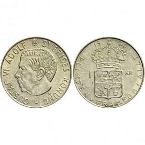 Швеция 1 Крона 1964 год Серебро XF КМ# 826 Густав VI (КОЮ) (#ФР-00118727)