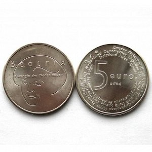 НИДЕРЛАНДЫ 5 евро 2004 СЕРЕБРО «РАСШИРЕНИЕ ЕВРОСОЮЗА» КОРОЛЕВА БЕАТРИКС