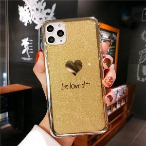 Чехол силикон с глиттером на телефон iphone