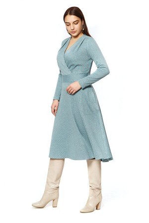 Платье женское "Сударыня" на запах модель 755/2 бирюза ромбики