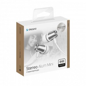 Стереогарнитура Stereo Alum Mini, серебряный, Deppa