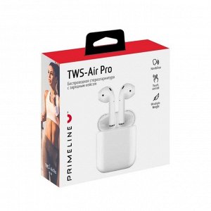 Беспроводная стереогарнитура TWS-Air Pro, BT 5.0, зарядный чехол, белый, Prime Line