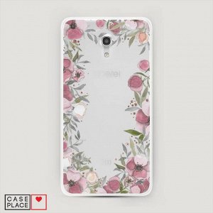 Силиконовый чехол Розовая цветочная рамка на Alcatel Pixi 4 (5) 5045D