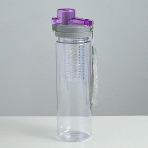 Бутылка для воды 750 мл, с  колбой для фруктов, 7х25 см, микс