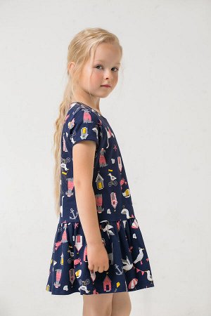 Платье для девочки Crockid КР 5678 темно-синий, морские приключения к283