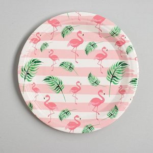 Тарелка бумажная «Фламинго», набор 6 шт.