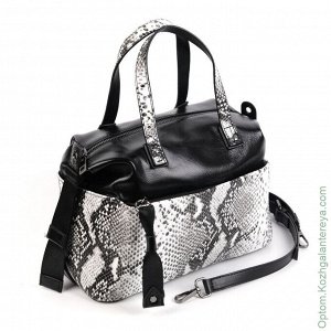 Женская кожаная сумка 5809 Блек Ваит Снеик черный