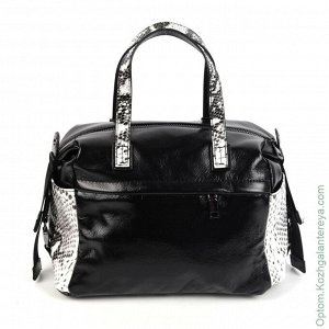 Женская кожаная сумка 5809 Блек Ваит Снеик черный