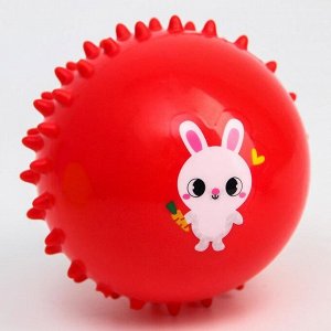 Развивающий массажный мячик «Зайчик», мягкий, d = 8 см, цвет МИКС