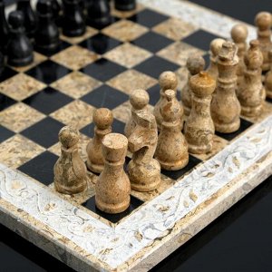 Шахматы, 25х25 см, оникс, узор светлый