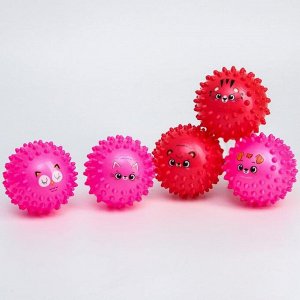 Набор развивающих массажных мячиков, «Веселые мордочки», средней жёсткости, d= 8 см, цвет МИКС, 5 шт.