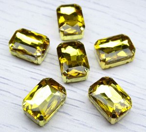 ПЦ002НН1014 Хрустальные стразы в металлических цапах (золото) Желтый 10х14 мм 5 шт/упак.