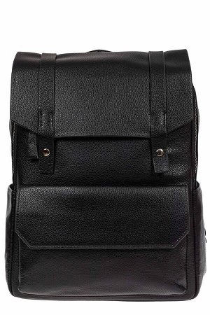 Рюкзак мужской из фактурной искусственной кожи с карманом для ноутбука, цвет чёрный