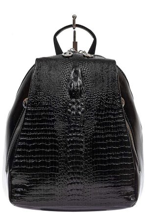 Женский рюкзак-трансформер из экокожи с фактурой крокодила, цвет чёрный