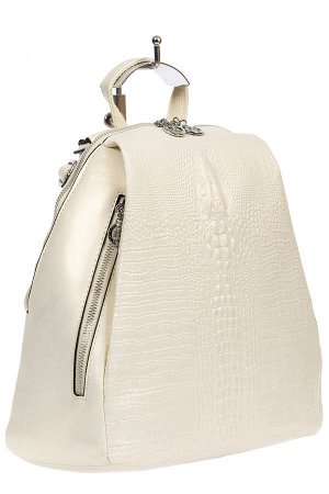 Женский рюкзак-трансформер из экокожи с фактурой крокодила, цвет белый