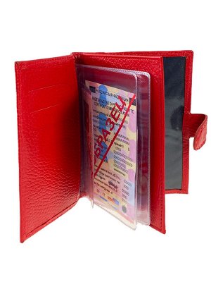 Кожаная обложка для паспорта и автодокументов, цвет красный
