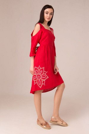 Платье женское "Озорница" миди модель 358 красное