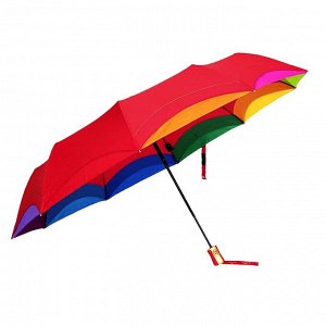 Зонт ЦВЕТ: красный,  Замеры модели*
* рост указан приблизительно, ориентируйтесь на замеры
*	Размер 102 см ( диаметр купола 102 см)
Стильный женский зонт с радужной окантовкой. Материал купола эпонж э