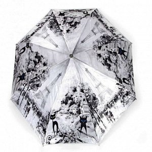 Зонт ЦВЕТ: серый в ассортименте,  Замеры модели*
* рост указан приблизительно, ориентируйтесь на замеры
*	Размер 105 см ( диаметр купола 105 см)
Стильный женский зонт с оригинальным рисунком, купол ст
