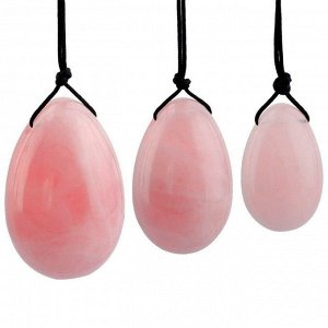 Набор массажёров 3 яйца Yoni из розового кварца - интимный тренажер для женщин