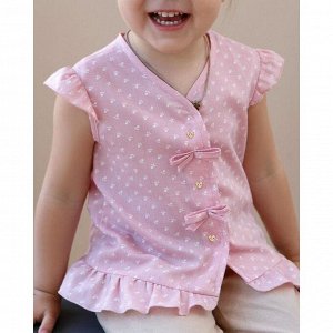 Блузка с короткими рукавами для девочки MINAKU, рост 116, цвет розовый/белый