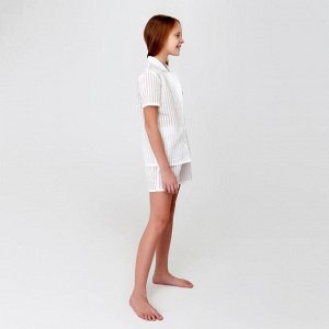 Рубашка с коротким рукавом для девочки MINAKU: Light touch цвет белый, рост 122