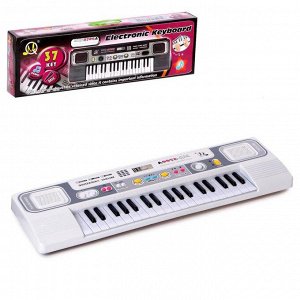 Синтезатор «Весёлая мелодия-2» с микрофоном, 37 клавиш, цвет серебряный