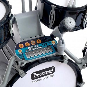 Барабанная установка "Блэк бит", со светомузыкой, микрофоном, пианино и стульчиком