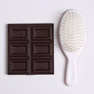 Набор «Тёмный шоколад», 2 предмета: зеркало, массажная расчёска, цвет зубчиков МИКС
