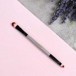 Кисть для макияжа, двусторонняя, 13,5 см, цвет серебристый/чёрный
