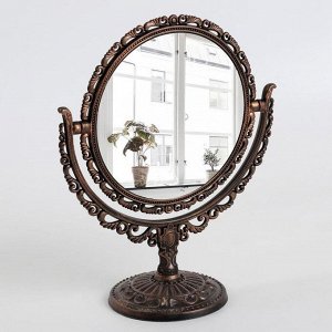 Зеркало настольное «Ажур», двустороннее, с увеличением, d зеркальной поверхности 12,5 см, цвет медный