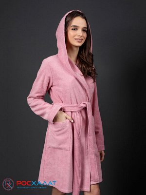 Махровый женский укороченный халат с капюшоном МЗ-01 (102)