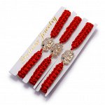 Браслет красная нить Слоник уп-3шт Gold and silver оберег-защита