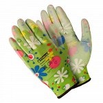 Перчатки для садовых работ полиэстеровые с полиуретановым покрытием размер 8 (M)